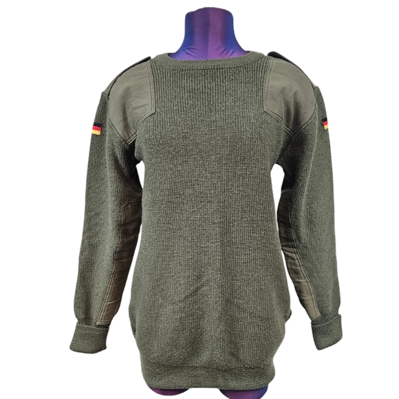 Vintage German Commando Olive Green Ribbed Knit Wool Sweater Size Medium Men A17 - Picture 11 of 12